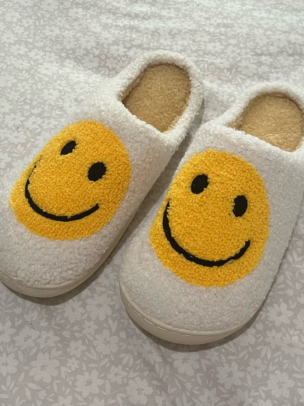 Smiley Face Slippers House Shoes Cozy Plush
